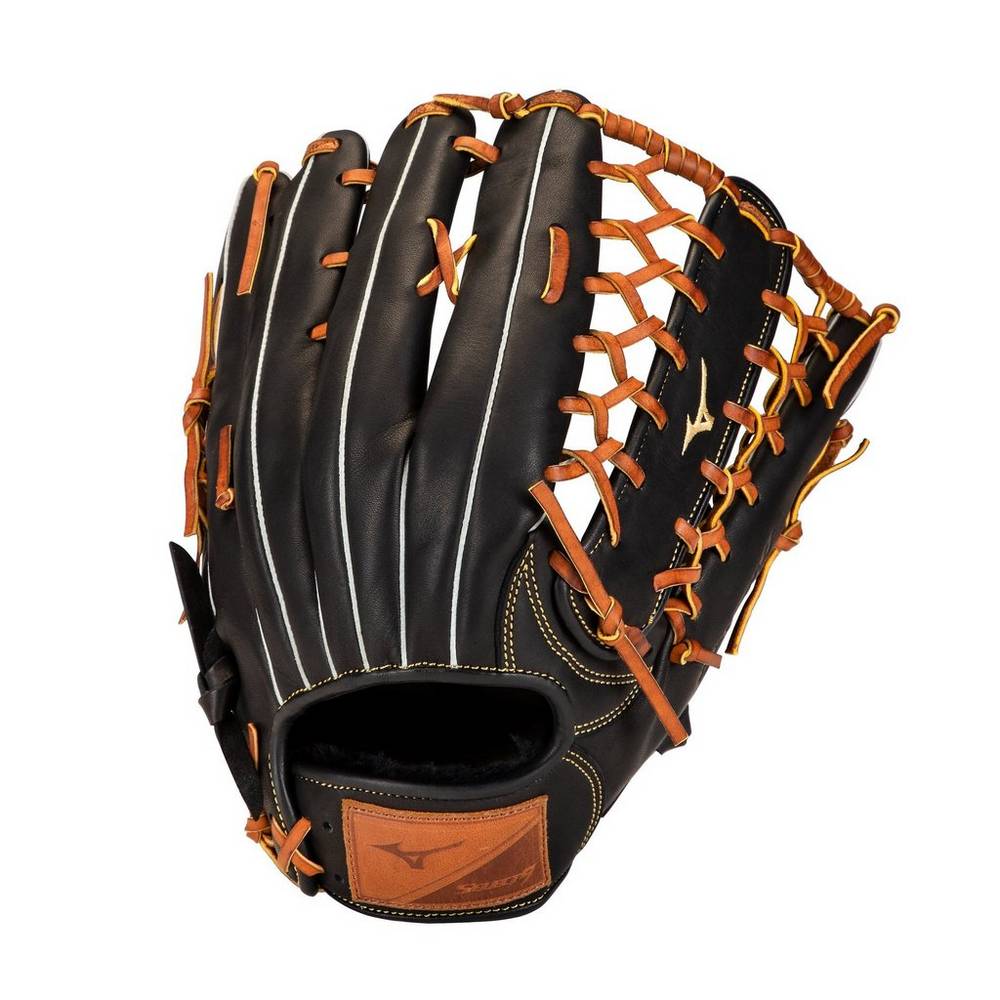 Panske Rukavice Mizuno Select 9 Outfield 12.5" Baseball Čierne/Hnede Vypredaj YCJZ07315